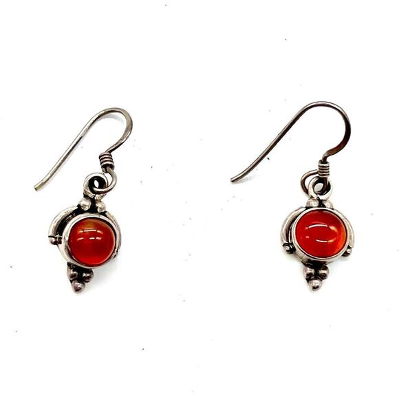 Jewelry - Red Spiny Oyster Silver Dangle Earrings French Hooks
